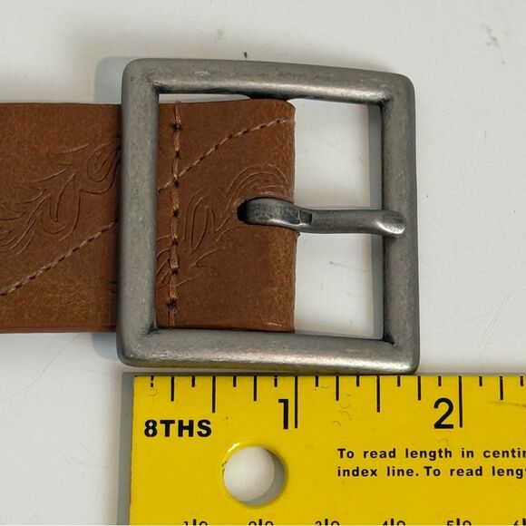 Vintage Y2K Nine & Co Embossed Brown Leather Belt XL - Picture 9 of 10